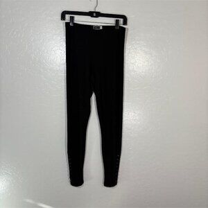 Sympli Pants Womens 6 Black Pull On Leggings Button Ankle Slim Stretch